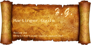 Hartinger Gyula névjegykártya